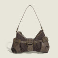 BROWN BUCKLE DETAIL SHOULDER BAG