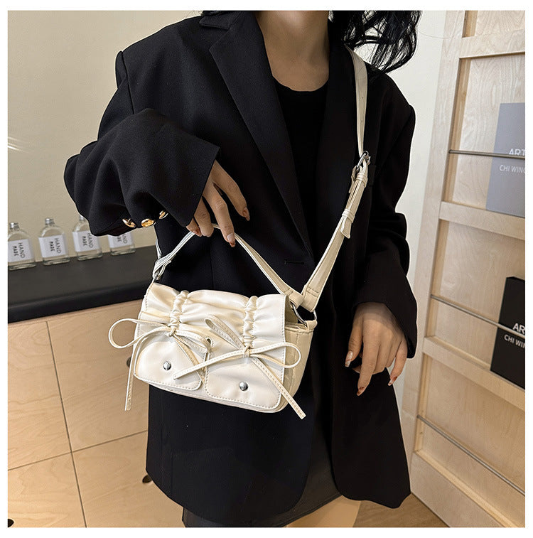 BEIGE BOW SHOULDER BAG