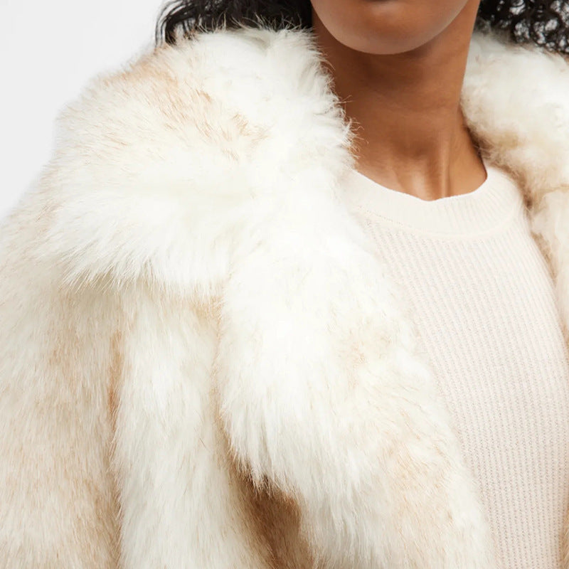 CREAM FAUX FUR CROPPED JACKET
