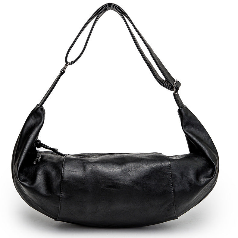 BLACK SOFT FAUX LEATHER CROSSBODY BAG