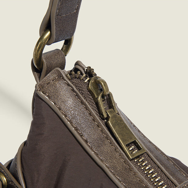 BROWN BUCKLE DETAIL SHOULDER BAG