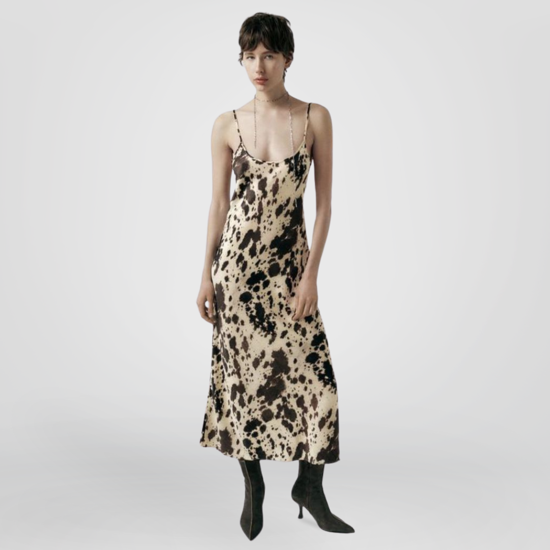 COW PRINT SLIP DRESS
