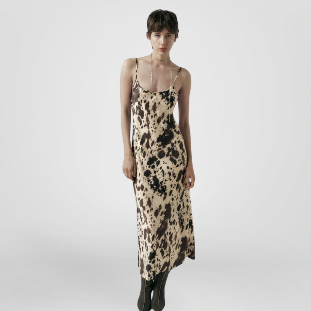 COW PRINT SLIP DRESS