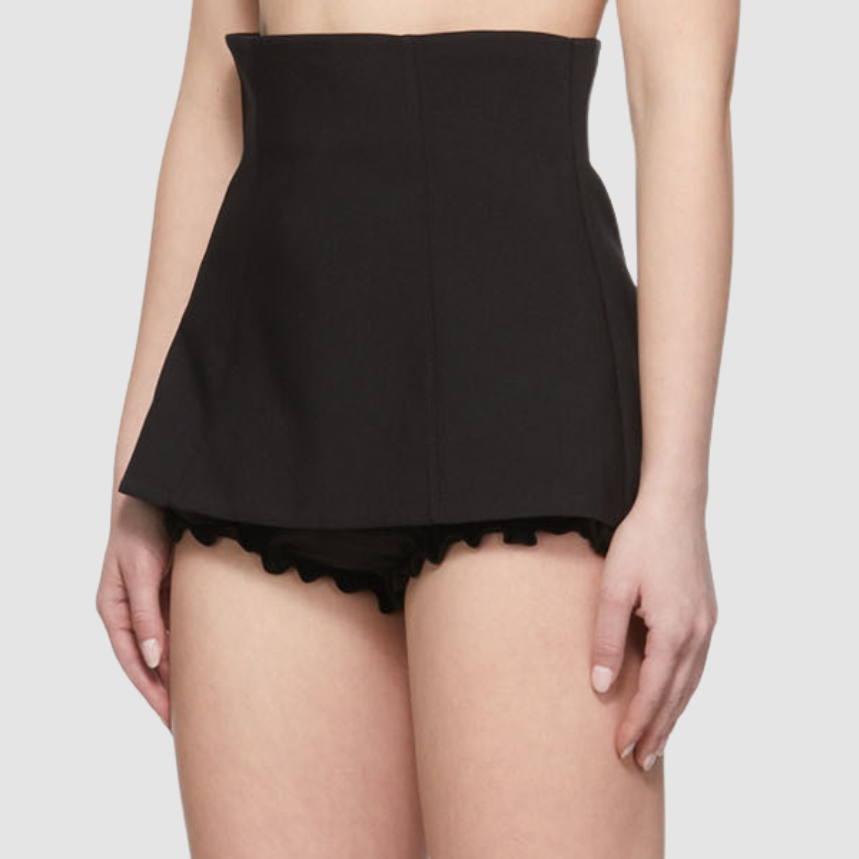 BLACK HIGH-WAIST SHORTS
