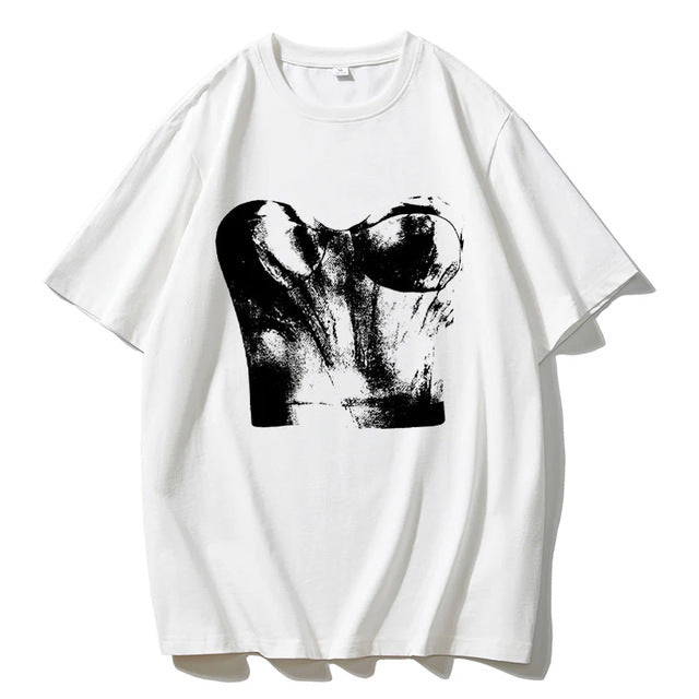 WHITE T-SHIRT WITH CORSET PRINT