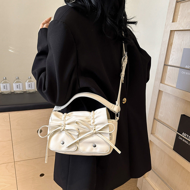 BEIGE BOW SHOULDER BAG