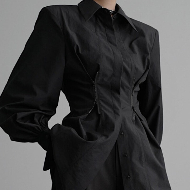 ZIPPER DETAIL LOOSE-FIT SHIRT