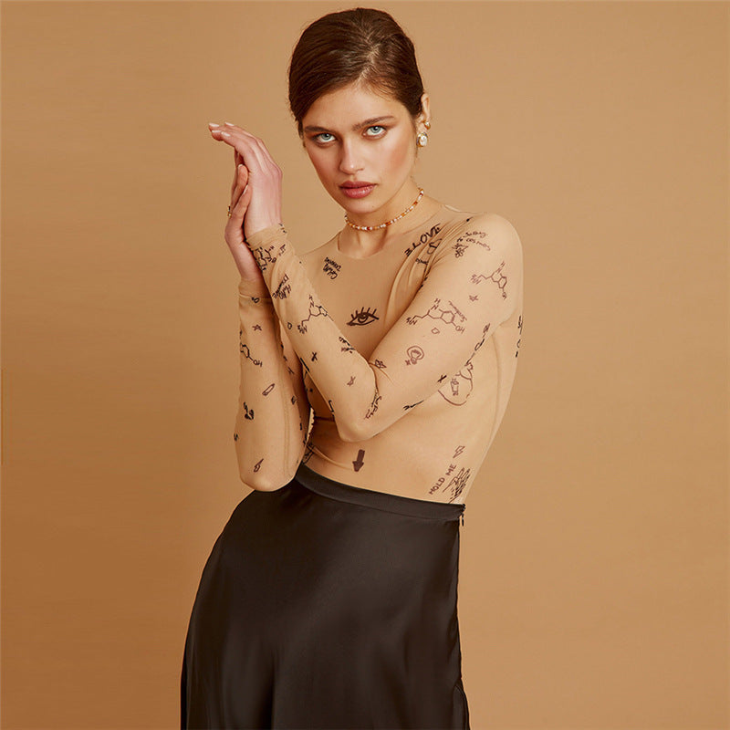 SHEER PRINTED TOP