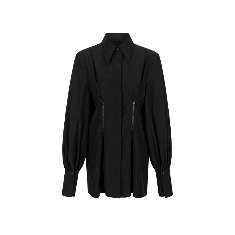 ZIPPER DETAIL LOOSE-FIT SHIRT