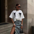WHITE LACE DETAILS OVERSIZED T-SHIRT