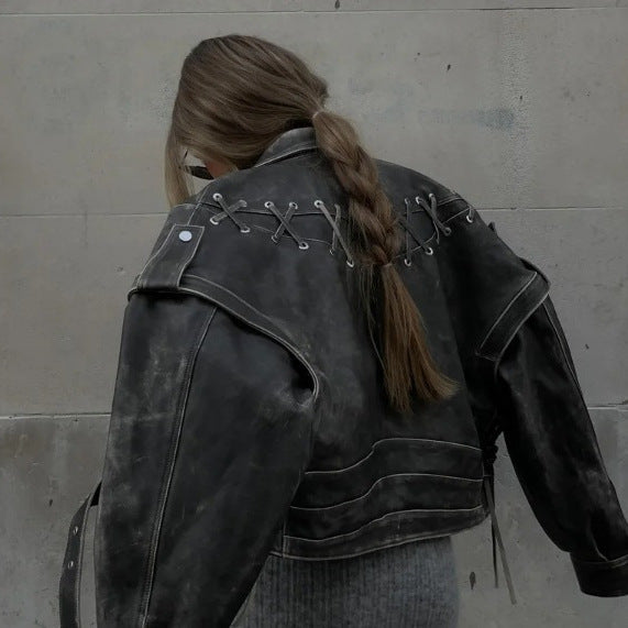 BLACK WASHED LEATHER JACKET
