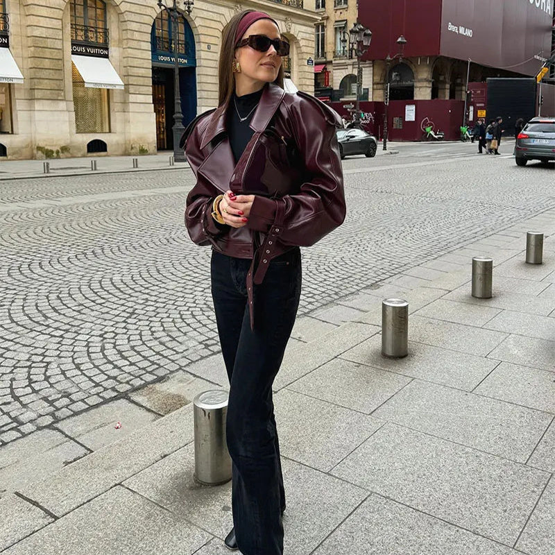 MERLOT OVERSIZED FAUX LEATHER JACKET – KVELL