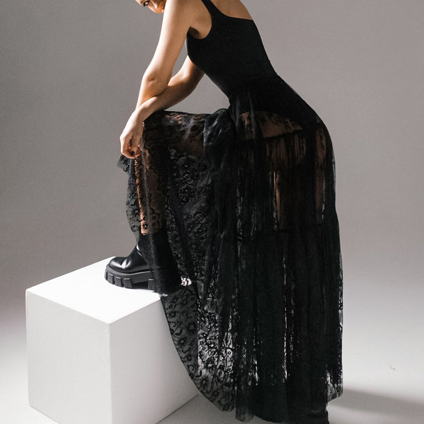 SHEER LACE MAXI SKIRT