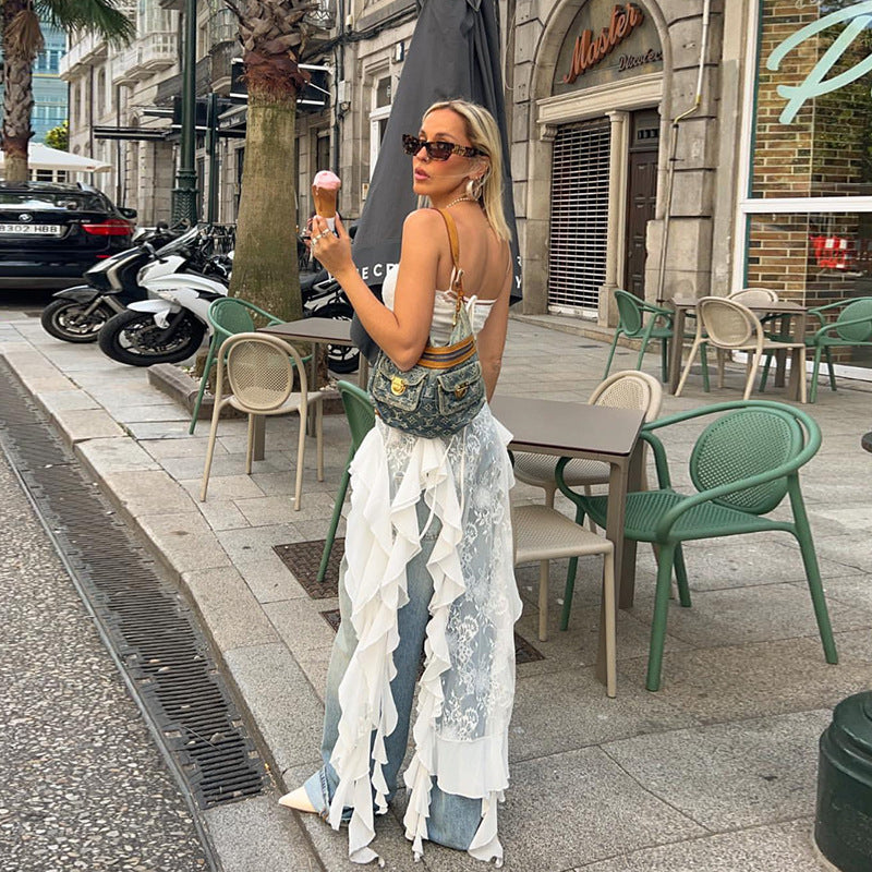 ASYMMETRICAL LACE CAMI TOP