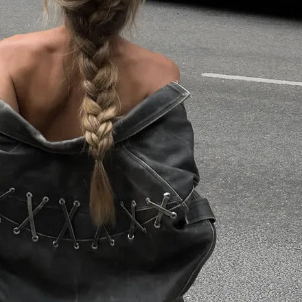 BLACK WASHED LEATHER JACKET