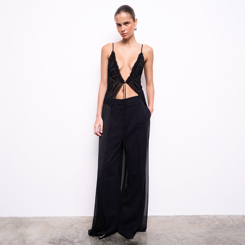 TIED SPAGHETTI STRAP LONG TOP