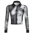 ABSTRACT PRINTED MESH SHIRT