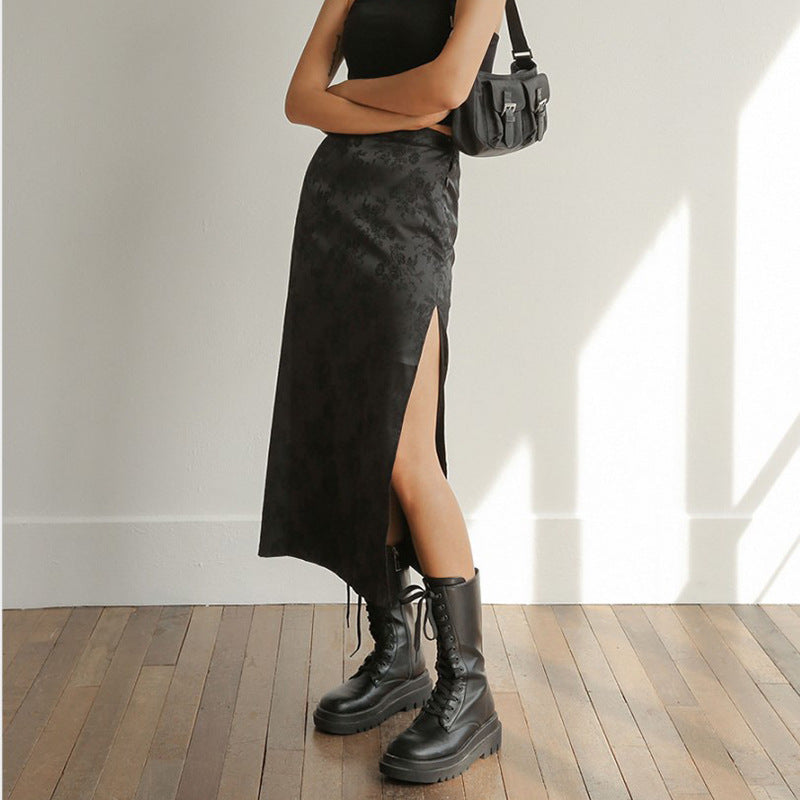 HIGH-WAIST JACQUARD MIDI SKIRT