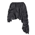 BLACK GATHERED RUSHED ASYMMETRICAL MINI SKIRT