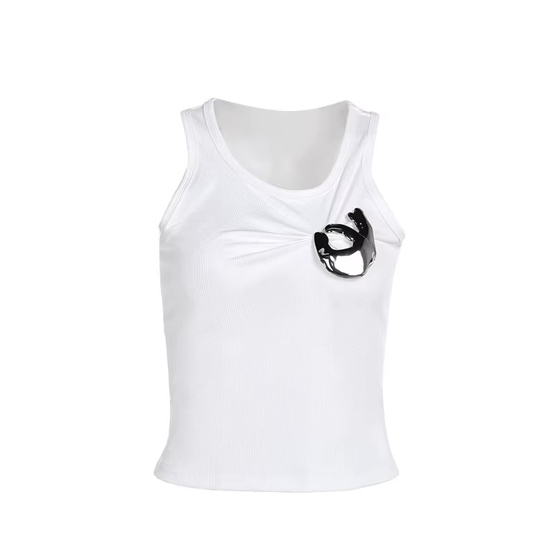 SILVER CLIP PLEATED WHITE TOP
