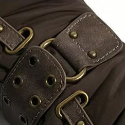 BROWN BUCKLE DETAIL SHOULDER BAG