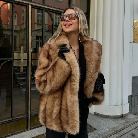 CAMEL BROWN LUXE FAUX FUR