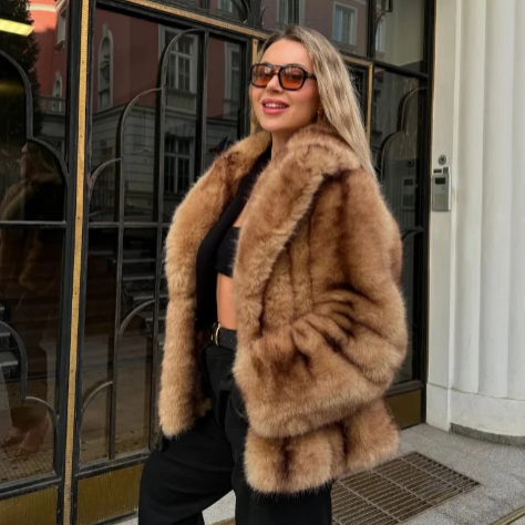 CAMEL BROWN LUXE FAUX FUR