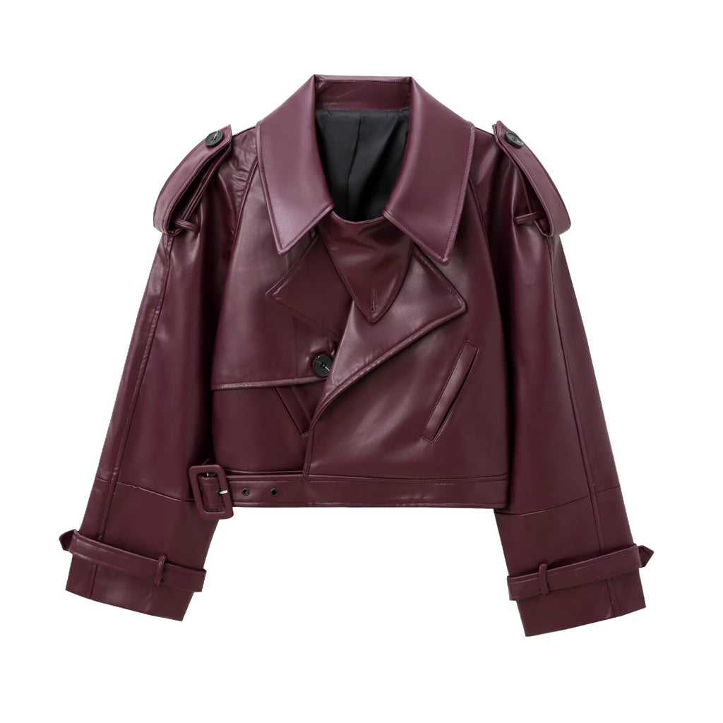 MERLOT OVERSIZED FAUX LEATHER JACKET