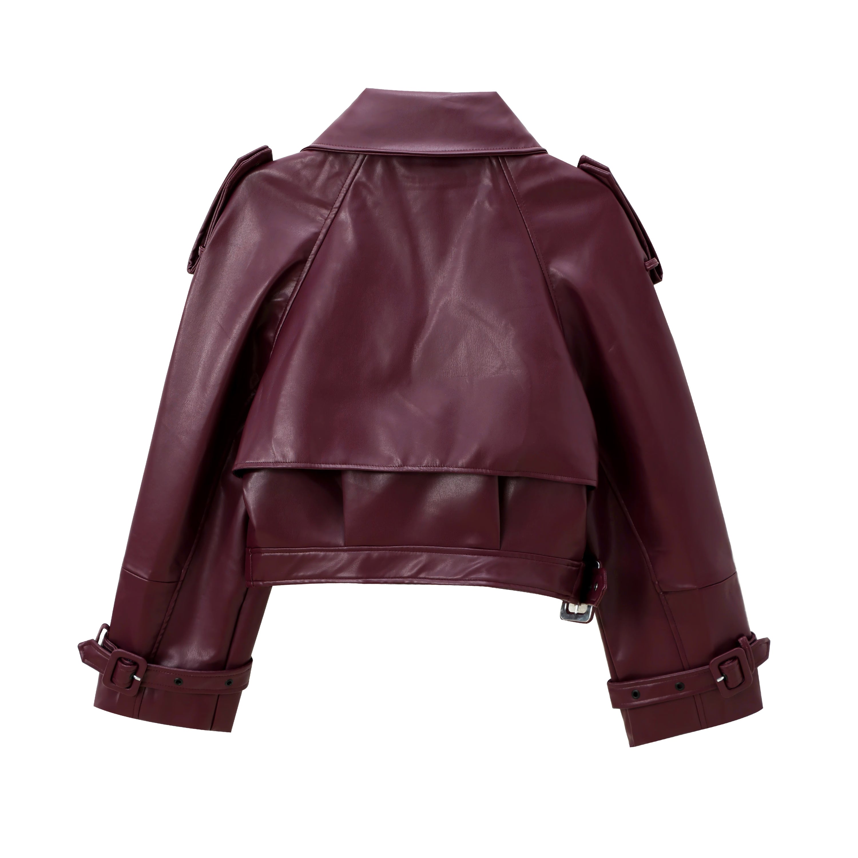 MERLOT OVERSIZED FAUX LEATHER JACKET
