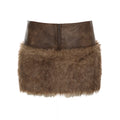 FAUX LEATHER AND FUR MINI SKIRT
