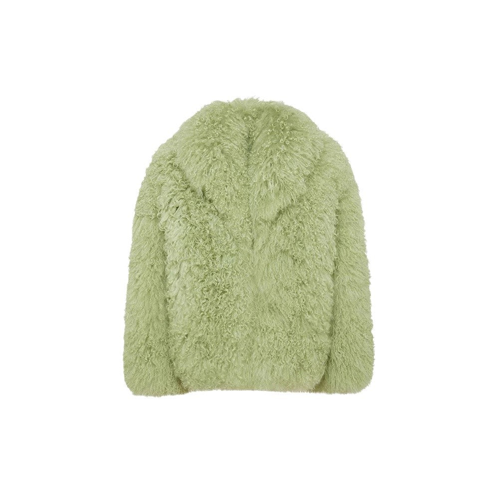 PASTEL GREEN FAUX SHEARLING OVERSIZED JACKET