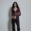 SHEER PRINTED LACE-UP TOP