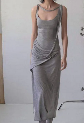 DRAPED PLEATED SLIM FIT DRESS