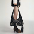 BLACK WASHED FAUX LEATHER BAG