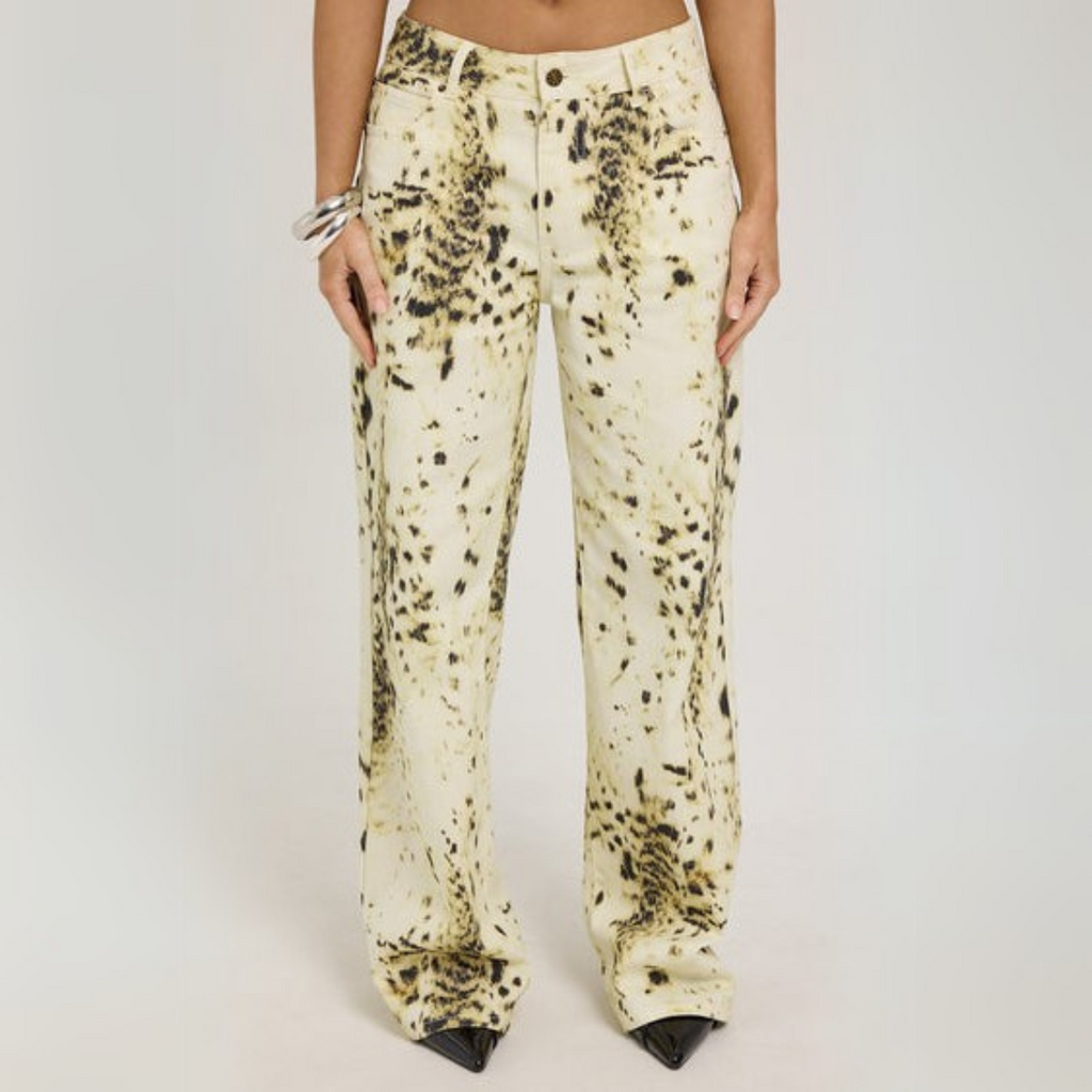 HIGH-WAIST PRINTED WIDE-LEG TROUSERS
