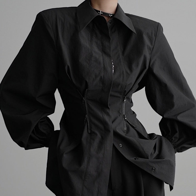ZIPPER DETAIL LOOSE-FIT SHIRT