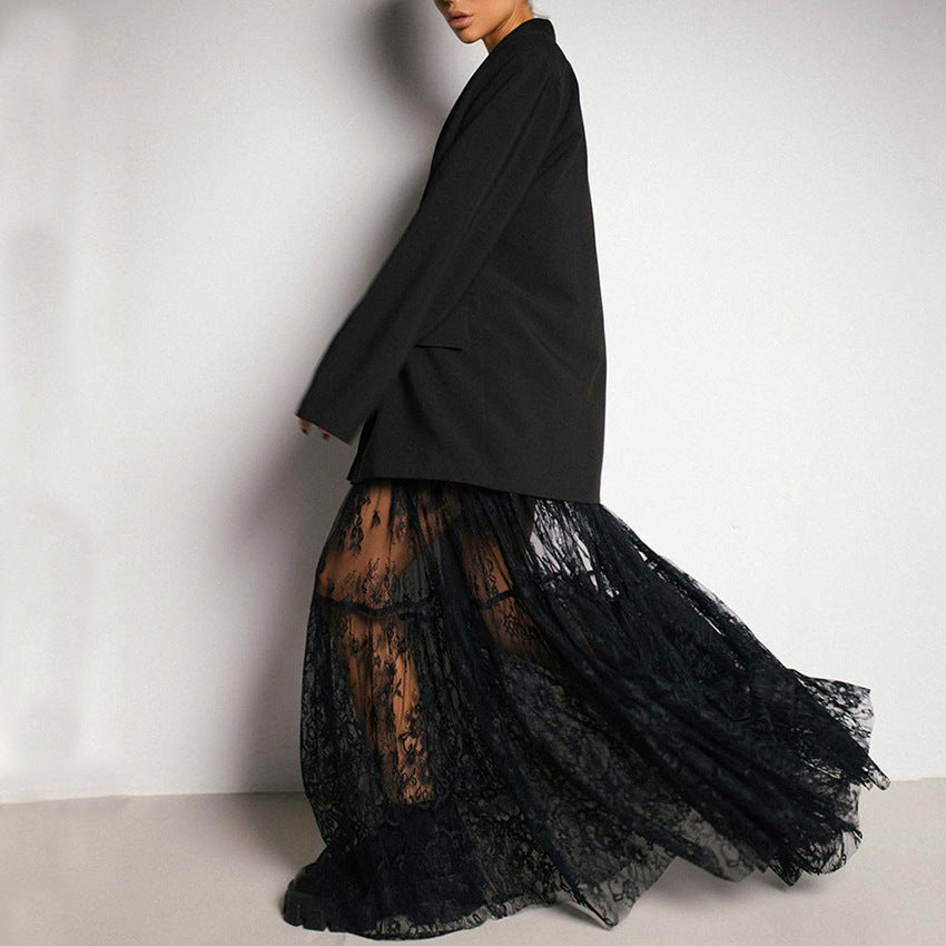 SHEER LACE MAXI SKIRT
