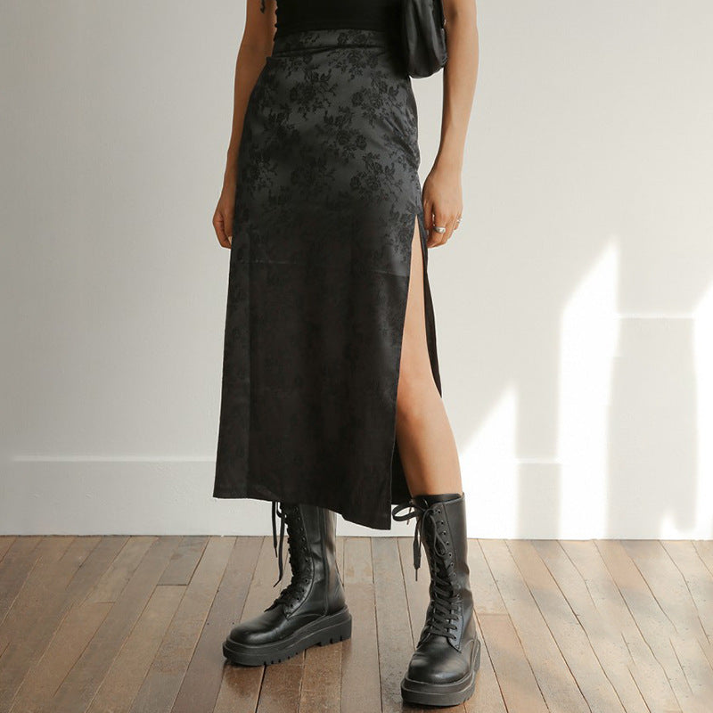 HIGH-WAIST JACQUARD MIDI SKIRT