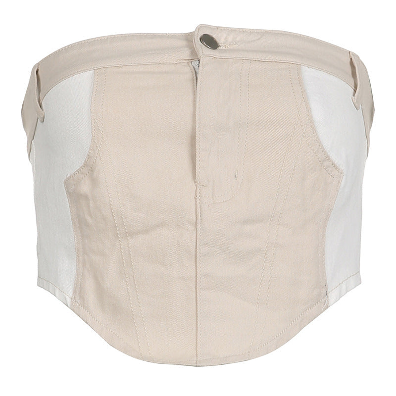 TWO-TONE DENIM CORSET TOP