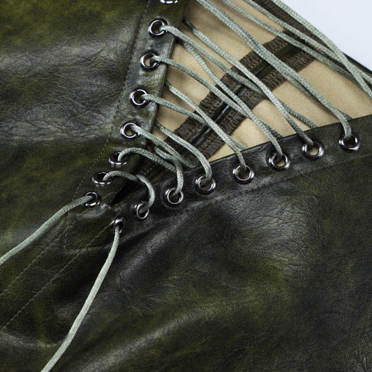 LACE UP FAUX LEATHER MAXI SKIRT