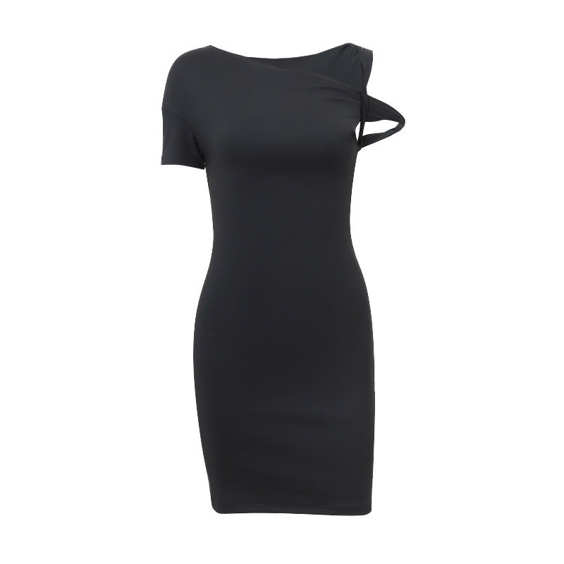 ASYMMETRICAL TWIST KNOT MINI DRESS