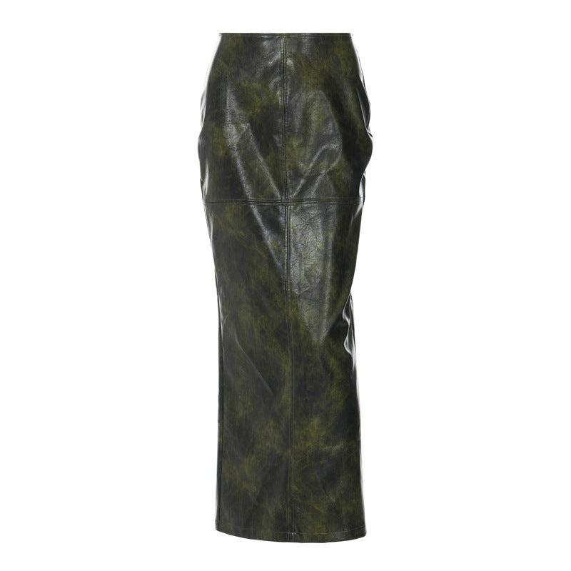 LACE UP FAUX LEATHER MAXI SKIRT