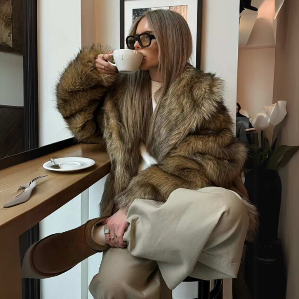 TAN FAUX FUR SHORT COAT