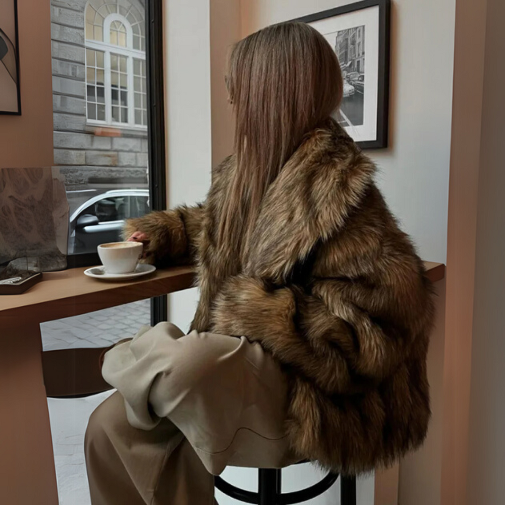 TAN FAUX FUR SHORT COAT