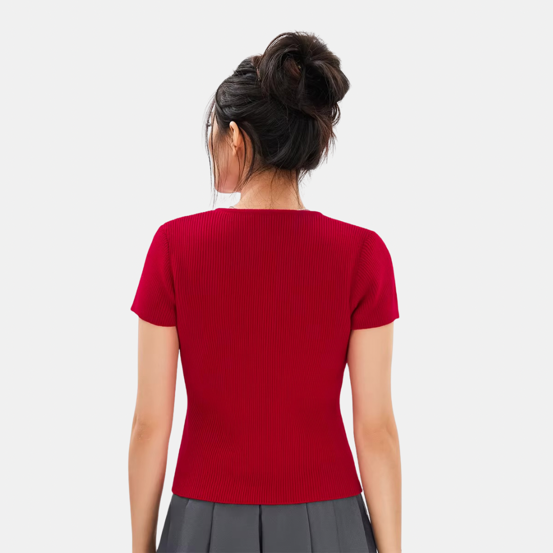 RED V-NECK SLIM-FIT CARDIGAN