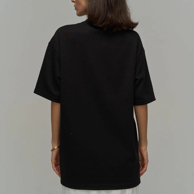 BLACK T-SHIRT WITH CORSET PRINT